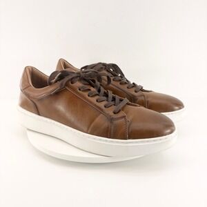 Santino Luciano Men's Brown Leather Lace Up Memory Foam Sneakers Size 13